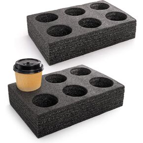 ZOOFOX 2 Pack Drink Carrier for Delivery, 6 Cup Reusable Foam Coffee Tray for Hot and Cold Drinks, to Go Drink Holder for Beverages, Delivery, Take Out, Outdoors in Kuwait