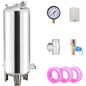 Pressurized Water Storage Tank, 26/42/52/66 Gal Vertical Water Pressure Tank Stainless Steel with 1" NPTs Port & Check Valve, for Home, Farm, Staircase, Garden, Kitchen in Kuwait