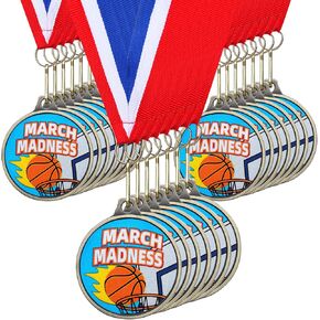 Kenning 30 Pcs March Basketball Madness Medals Bulk 2'' Metal Basketball Trophy with Neck Ribbons Winner Team Awards for Sports Competitions Game Celebration Prize Gift in Saudi Arabia