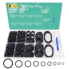 مجموعة حلقات دائرية هيدروليكية 420 قطعة لتركيبات الوجه المسطحة ORS/ORFS 9 مقاسات Buna-N 70A مجموعة حلقات دائرية مع اختيار للتركيبات الهيدروليكية، تركيبات SAE J1453، ضخ هيدروليكي، مقاس 1/4"-2" in Kuwait