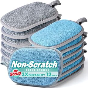 Sponges Kitchen Dish Sponge for Washing Dishes Cleaning Kitchen, All-Purpose, 6 Pack, Non Scratch, Rough Scrubbers Side for Non-Stick Cookware, Soft Microfiber Scrub Side for Dishes, Mr. Scrub in Kuwait