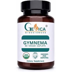 مكمل جيمنيما سيلفستر - عضوي من وزارة الزراعة الأمريكية، 1500 مجم لكل جرعة، بدون مستخلص، معتمد من NPOP وBioAgriCert، 90 كبسولة نباتية in Kuwait