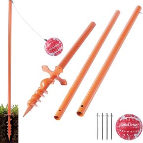 Tetherball Pole Set with Ball and Rope, 99in Tetherball Set with Ground Base, Metal Tetherball Equipment for Backyard, Lawn, Sand and Outdoor Spaces, Orange in Kuwait