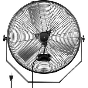 Simple Deluxe 24 Inch Industrial Wall Mount Fan, 3 Speed Commercial Ventilation Metal Fan for Warehouse, Greenhouse, Workshop, Patio, Factory and Basement - High Velocity, black in Kuwait