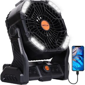 20000mAh Battery powered fan Camping Fan essentials Portable fan Battery OperatedRechargeable Outdoor Tent with Light & Hook Personal USB Desk for Camping,Orange in Kuwait