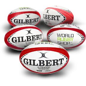 World Rugby Shop x Gilbert G-TR4000 Bundle - Set of 3 w/Tee, Set of 5, or 10 - Rugby Ball Size 5 - Durable 3 Ply Poly-Cotton in Kuwait