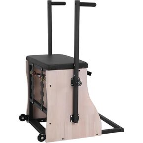 كرسي بيلاتيس من خشب البلوط، كرسي كومبو بدواسة مقسمة مع مقابض أشرطة مقاومة ودواسات مقسمة لمعدات الصالة الرياضية المنزلية المدمجة لتمرين الجسم بالكامل in Kuwait