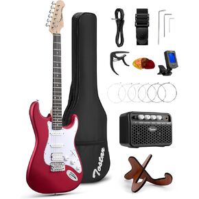Tostar Electric Guitar Kit with Amp, 39" Full Size, Versatile Sound, 5-Way HSS Pickup Switch, 2 Tone & 1 Volume Knobs, Red Beginner Electronicc Guitar for Man & Woman Gifts in Kuwait