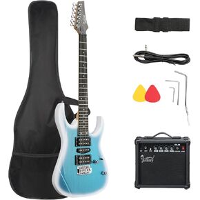 GLARRY 39" Full Size Electric Guitar Kit for Beginners, Starter Electric Guitar Set with 20W Amp & HSH Pickups, Model 170 (Turn Blue) in Kuwait