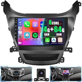 8 Core 4+64G for Hyundai Elantra 2014-2016 Android Car Radio Stereo with Wireless Carplay Android Auto, 9 Inch HD Touchscreen with GPS WiFi BT5.0 32EQ/DSP FM/RDS 59UI SWC Backup Camera MIC in Kuwait