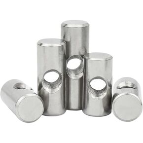 صامولة أسطوانية، M4 M5 M6 304 من الفولاذ المقاوم للصدأ، دبوس أسطواني بفتحة متقاطعة، صامولة مدمجة لإكسسوارات الأثاث الخشبي (OD10 M6x16(5PCS)) in Kuwait