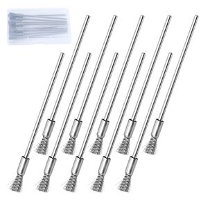 SPEEDWOX 10 Pack Extended Stainless Steel Wire Brush Pen Wire Brush Rust Paint Removal Bits Steel Cleaning End Brushes Pen 3mm Mandrel Rust Paint Removal Bits Polishing Rotary Tools Accessories in Kuwait
