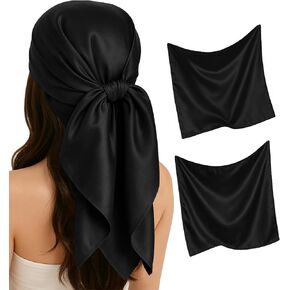 Satin Head Scarf for Women – 2 Pack 35 Inches Square Scarf, Sleeping Hair Wrap Bandana in Kuwait