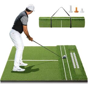 سجادة جولف مقاس 5 × 4 أقدام مع صينية كروية، سجادات ضرب جولف سميكة 26 مم للفناء الخلفي، نطاق القيادة، التدريب الداخلي والخارجي، حصيرة العشب مع 3 تي شيرت للتدريب على القيادة المتأرجحة in Kuwait