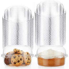 50 عبوة بقطر 117 مم من الأغطية المسطحة الشفافة للحاويات البلاستيكية وأغطية مستديرة مرتفعة لحاويات ديلي البلاستيكية وحاويات الزبادي بسعة 8-32 أونصة in Kuwait