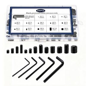 540 Pcs Metric Set Screws Assortment Kit, Hex Drive Set Screws for Bathroom Fixtures, M3 M4 M5 M6 M8 Allen Head Grub Screwss, Set Screw Assortment Kit for Door Handles Knobs Repair Furniture(Black) in Kuwait