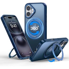 Qtlier for iPhone 15 Pro Case ، 360 ° Ring Ring Stand ، إطار الكاميرا المرتفع ، حالة مقاومة للصدمات متوافقة مع Magsafe ، Case for iPhone 15 Pro ، Blue Blue in Kuwait