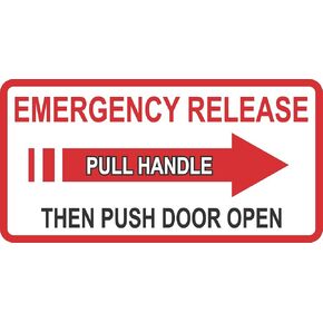 StickerTalk Emergency Release Pull Right Arrow Handle Safety Vinyl Sticker, 6 inches by 3 inches in Kuwait