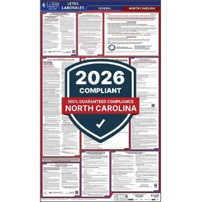 2026 North Carolina and Federal Labor Law Poster (English, NC State) - OSHA Compliant All-in-One Laminated Poster, J. J. Keller & Associates, Inc. in Kuwait