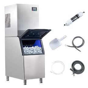 Albott Commercial Ice Maker - 2 Way Water Inlet, 450lbs/24H Freestanding ice Machine Countertop with 100lbs Storage Capacity, Self Cleaning for Home/Bar/Restaurant in Kuwait