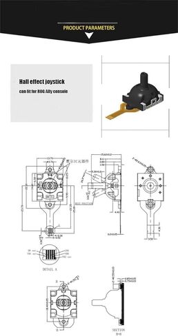 2 قطعة وحدة استشعار عصا التحكم الروك ثلاثية الأبعاد بتأثير القاعة لاستبدال وحدة التحكم Rog Ally in Kuwait
