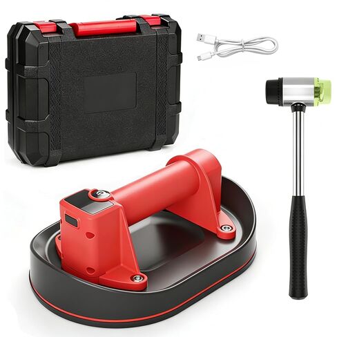 طقم رفع كأس شفط كهربائي مع مطرقة، أداة إصلاح فجوات الأرضية، أداة تثبيت الأرضيات الخشبية بسعة 573 رطل - قبضة فراغ تلقائية لإصلاح الزجاج والحجر والبلاط والأرضيات in Kuwait