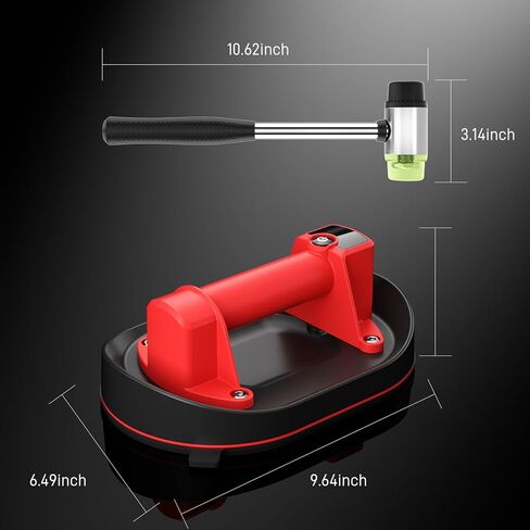 طقم رفع كأس شفط كهربائي مع مطرقة، أداة إصلاح فجوات الأرضية، أداة تثبيت الأرضيات الخشبية بسعة 573 رطل - قبضة فراغ تلقائية لإصلاح الزجاج والحجر والبلاط والأرضيات in Kuwait