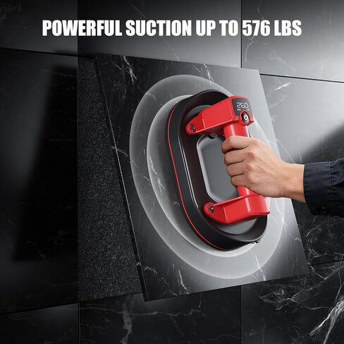 طقم رفع كأس شفط كهربائي مع مطرقة، أداة إصلاح فجوات الأرضية، أداة تثبيت الأرضيات الخشبية بسعة 573 رطل - قبضة فراغ تلقائية لإصلاح الزجاج والحجر والبلاط والأرضيات in Kuwait