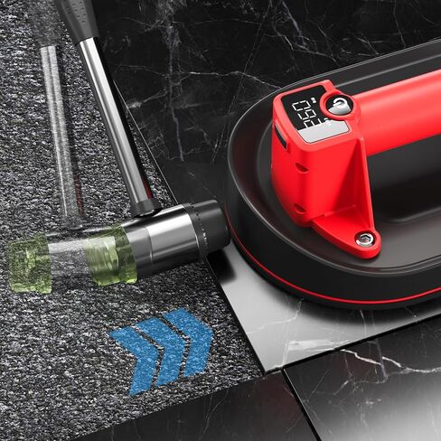 طقم رفع كأس شفط كهربائي مع مطرقة، أداة إصلاح فجوات الأرضية، أداة تثبيت الأرضيات الخشبية بسعة 573 رطل - قبضة فراغ تلقائية لإصلاح الزجاج والحجر والبلاط والأرضيات in Kuwait