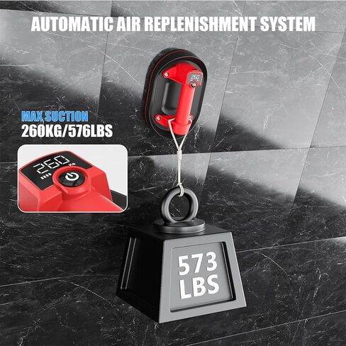 طقم رفع كأس شفط كهربائي مع مطرقة، أداة إصلاح فجوات الأرضية، أداة تثبيت الأرضيات الخشبية بسعة 573 رطل - قبضة فراغ تلقائية لإصلاح الزجاج والحجر والبلاط والأرضيات in Kuwait