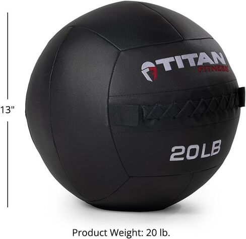 Titan Fitness 20 LB Composite Wall Ball, Soft Shell Poly-Composite Laminate Cross Texture Non-Slip Grip, Tight Stitching, Medicine Ball for Core, Full-Body, Functional Workouts, Exercise Ball in Saudi Arabia
