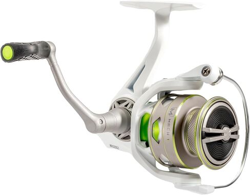 Lew’s MACH 1 Spinning Fishing Reel, 9+1 Bearings, Graphite Frame, Speed Gears, Speed Lube, Multi-Disc Drag, Metallic White/Gray/Green in Kuwait