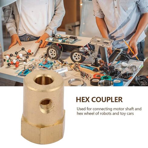 Hex Coupler Bore Motor, Hex Brass Shaft Coupling Connector for Car Wheels Tires Shaft Motor Brass Extended Shaft 4pcs Hex Coupling Coupler Motor Connector (Inner Diameter 5mm) in Kuwait