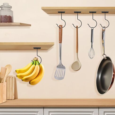 2 Packs Under Cabinet Banana Hooks, Foldable Magnetic Banana Holder with Strong Self-Adhesive & Screws for Extra Stability, Metal Banana Stand for Kitchen Counter – Black in Saudi Arabia