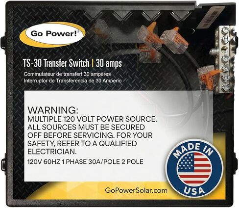 Go Power TS-30 30 Amp Automatic Transfer Switch, Dual Source Compatibility, Generator Delay Switch, Easy Installation, Compact Design in Kuwait