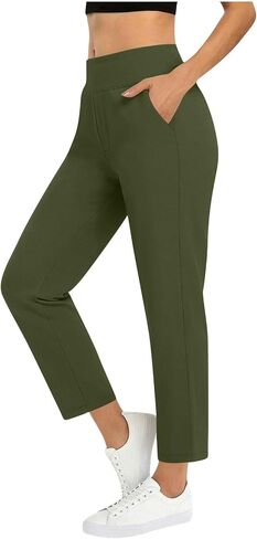 Women's Golf Pants with 2 Pockets 7/8 High Waisted Stretch Ankle Pants for Women Business Casual Travel Athletic Work in Saudi Arabia