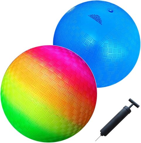 AppleRound 10-inch Dodgeball Playground Balls, Pack of 2 Balls with Pump, Official Size for Dodge Ball, Handball, Camps and Schools, Blue & Red in Saudi Arabia