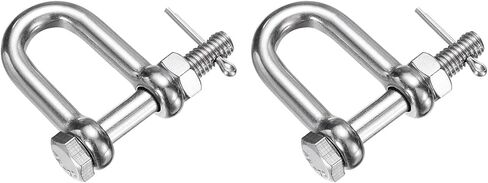 PATIKIL 2 Pcs 304 Stainless Steel D Ring Shackles, 1/4" (6mm) Marine Grade D Shape Clevis Screw Pin Shackle for Outdoor Boat Sailboat Chain Rigging Clasp, Silver in Saudi Arabia