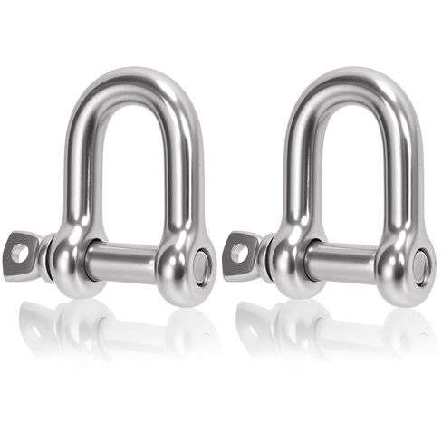 Swpeet 12Pcs 4 Sizes 5/32" 1/4" 5/16" 3/8" 304 Stainless Steel D Shape Shackle Assortment Kit, D Shaped Bow Shackles, Heavy Duty Marine Grade D Shackles, Screw Pin Shackle for Paracord Jewelry in Saudi Arabia