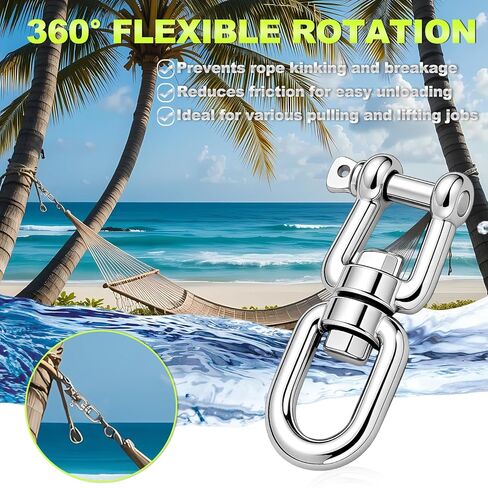 Frienda 6 Pcs 316 Stainless Steel 1/4 (M6) Eye and Jaw Swivel Anchor Swivel Shackle 360° Rotation Double Clevis Shackle Marine Grade Accessories in Saudi Arabia