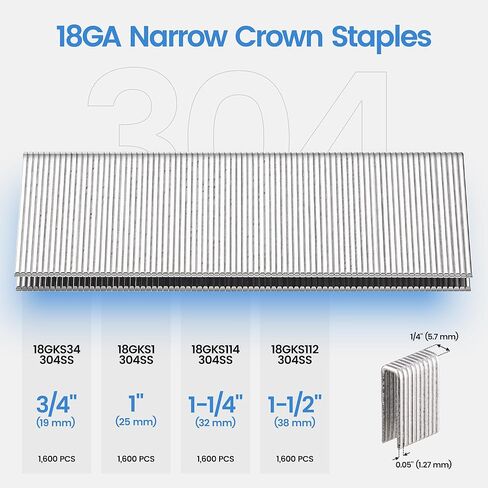 meite 18 Gauge 1/4-Inch Narrow Crown Staples, 3/4" Length 304 Stainless Steel Staples for Heavy Duty and Upholstery (1,600 Counts) in Saudi Arabia