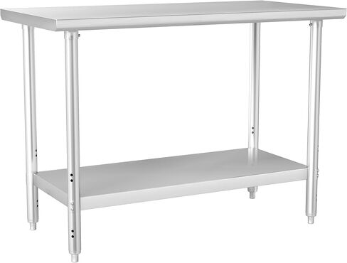 HARDURA All Stainless Steel Table 24X48 Inches Metal Table Commercial Kitchen Prep Table with Adjustable Undershelf NSF for Prep in Kuwait