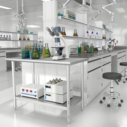 HARDURA All Stainless Steel Table 24X48 Inches Metal Table Commercial Kitchen Prep Table with Adjustable Undershelf NSF for Prep in Kuwait