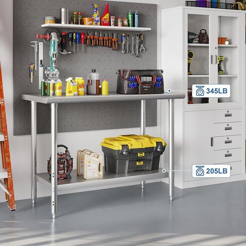 HARDURA All Stainless Steel Table 24X48 Inches Metal Table Commercial Kitchen Prep Table with Adjustable Undershelf NSF for Prep in Kuwait