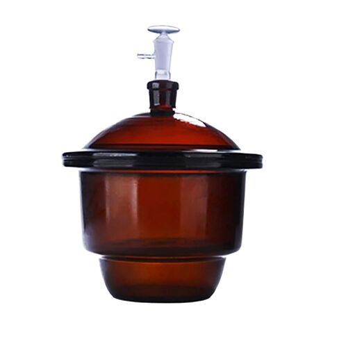 180mm / 7" Vacuum Amber Glass Desiccator Jar, Lab Dessicator Dryer with Porcelain Plate, Ground Glass Stopcork in Saudi Arabia