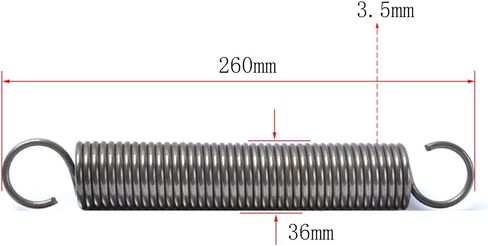 زنبرك تمديد، قطعة واحدة من زنبرك شد الخطاف المزدوج، 3.5 × 37 140 مم، قطر السلك 0.5 مم، OD 37 مم، طول حر، فولاذ، مزدوج على شكل حرف S (3.5 × 36 × 300 مم) in Saudi Arabia