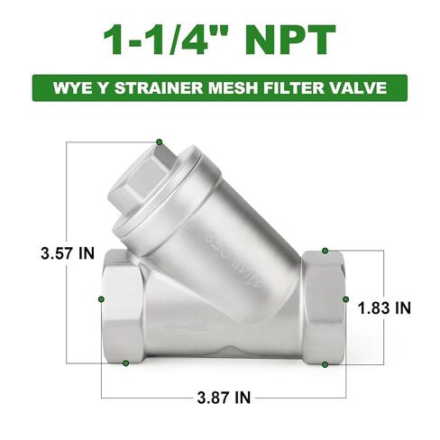 TAISHER 1PCS 304 Stainless Steel 1-1/4" NPT Female WYE Y Strainer Mesh Filter Valve CF8 WOG 800 in Kuwait