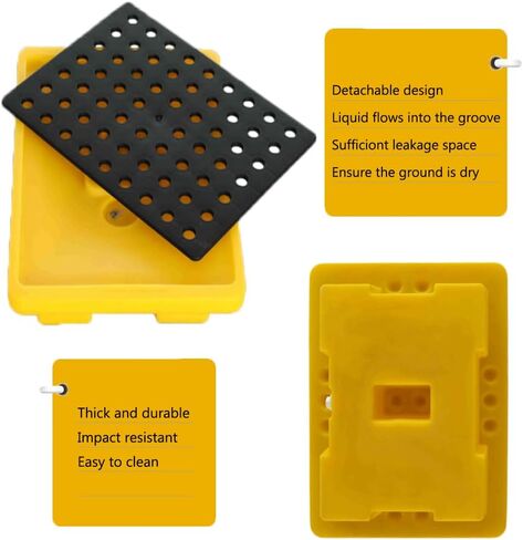 صينية احتواء انسكابات أسطوانة الزيت سعة 2.6 جالون، لوحة تخزين وحدات من البولي إيثيلين مع تصريف 19.3 بوصة × 14 بوصة × 3.7 بوصة، منصة مانعة للتسرب قابلة للفصل لمرآب محطة التعبئة in Kuwait