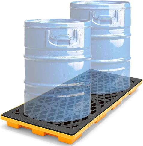 منصة احتواء الانسكابات من Weysat قطعة واحدة و2 طبلة لاحتواء الانسكابات البلاستيكية مع منفذ تصريف شبكي ومنفذ تصريف قابل للتكديس للطابق السفلي للتخزين الصناعي ومرآب المطبخ in Kuwait