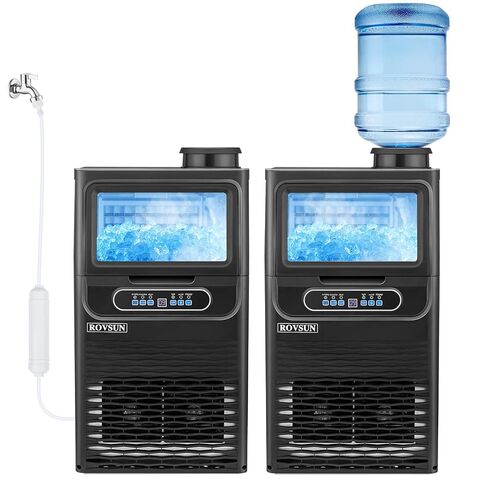 ROVSUN Commercial Ice Maker 90LBS/24H with 2 Water Inlets, Stainless Steel Ice Machine Countertop & Freestanding for Restaurant Bar with 11lbs Storage Bin, Ice Scoop, Drain Pipe & Water Filter in Kuwait